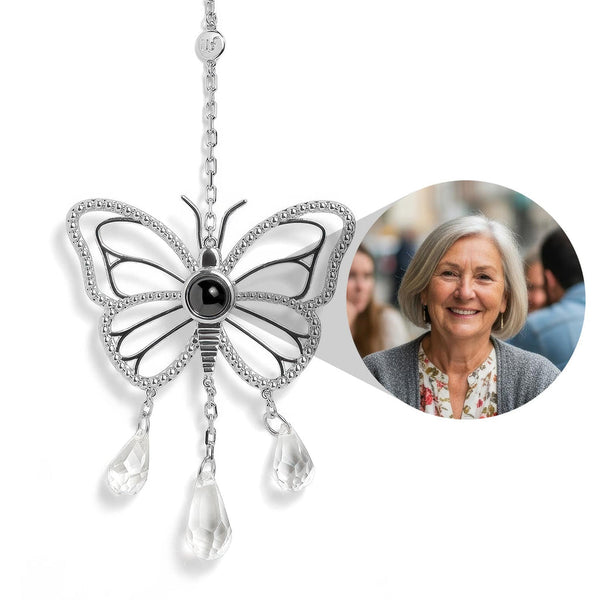 パーソナライズされた蝶の写真サンキャッチャー